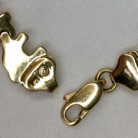 10k Tri-Color Elephant Bracelet - Sz M - 7" - A Perfect Gift! - Picture 4 of 4